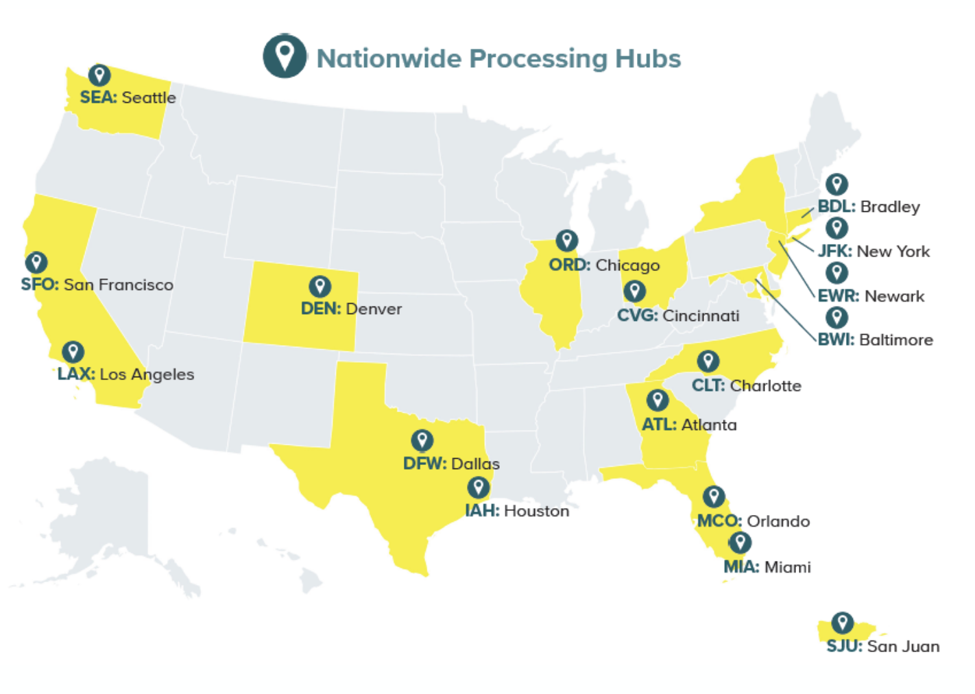 e-PAQ domestic map of service areas e-PAQ domestic map of service areas